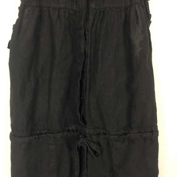 Enza Costa French linen sleeveless button down ruffle black jumpsuit Size 0 - Picture 7 of 9